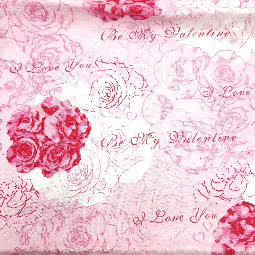 Vintage Brother Sister Design Fabric 32"x45" Pink Rose Valentine I Love You